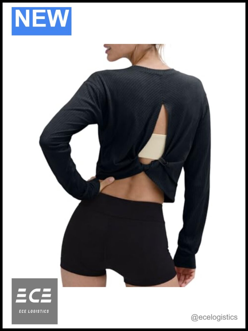 Open Back Long Sleeve Crop Top Athletic Workout Shirt Yoga Gym